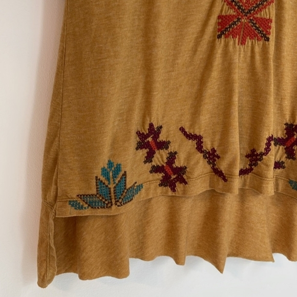 JOHNNY WAS Gillian Tunic Mustard Boho Southwestern Embroidered Top Women‎ Medium - Picture 4 of 9